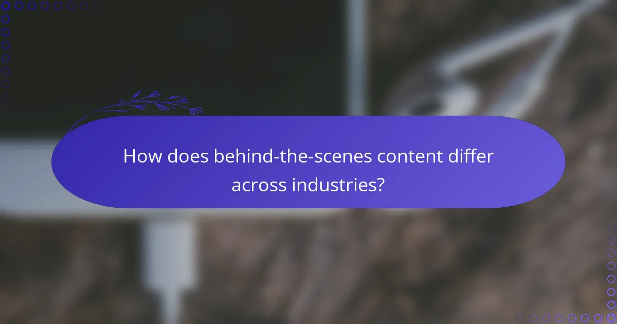 How does behind-the-scenes content differ across industries?