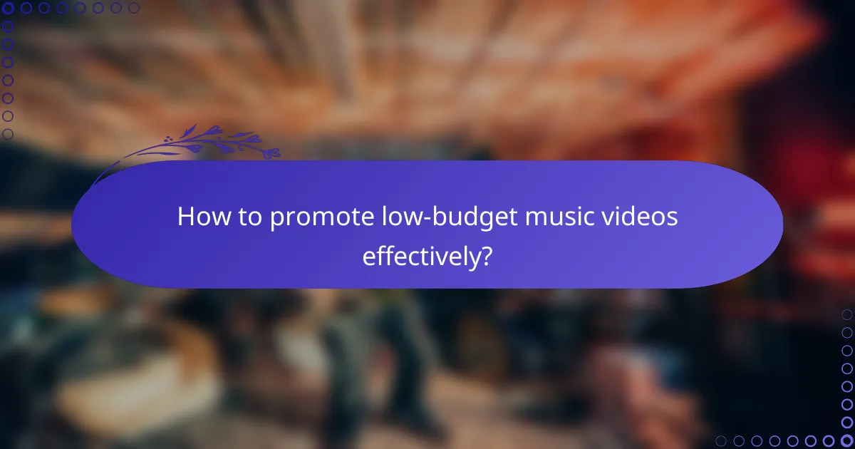 How to promote low-budget music videos effectively?